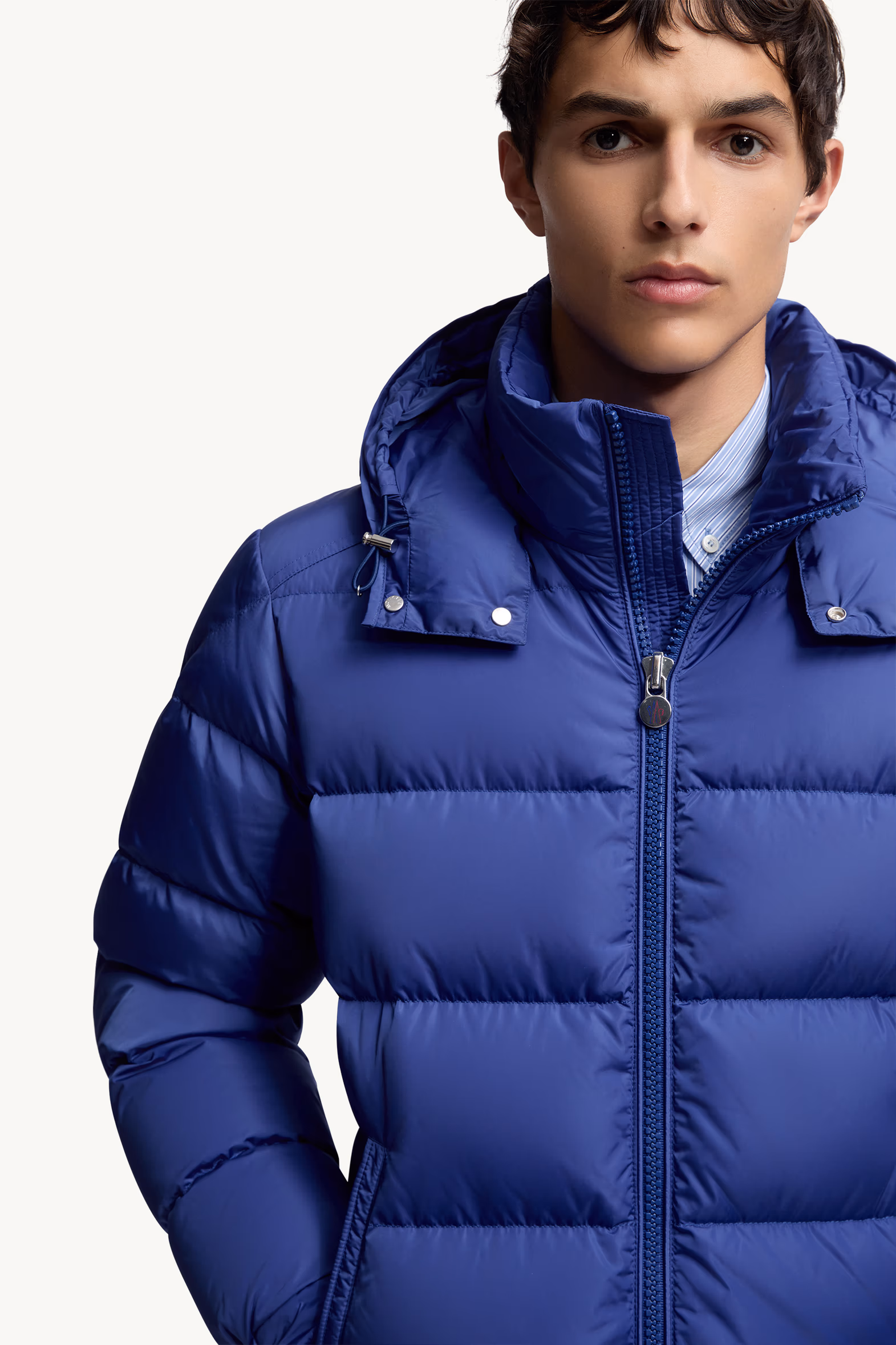 Moncler Maya Hooded Short Down Jacket Men Electric Blue Moncler 7